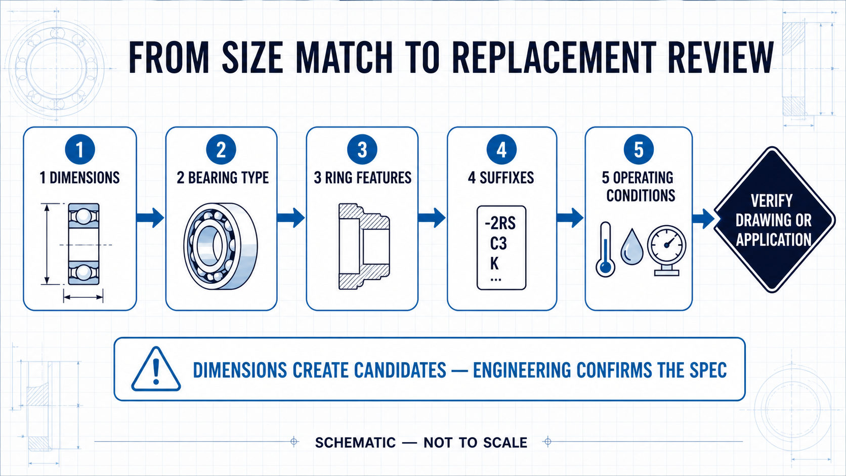 Five-step bearing replacement review from dimensions to operating conditions